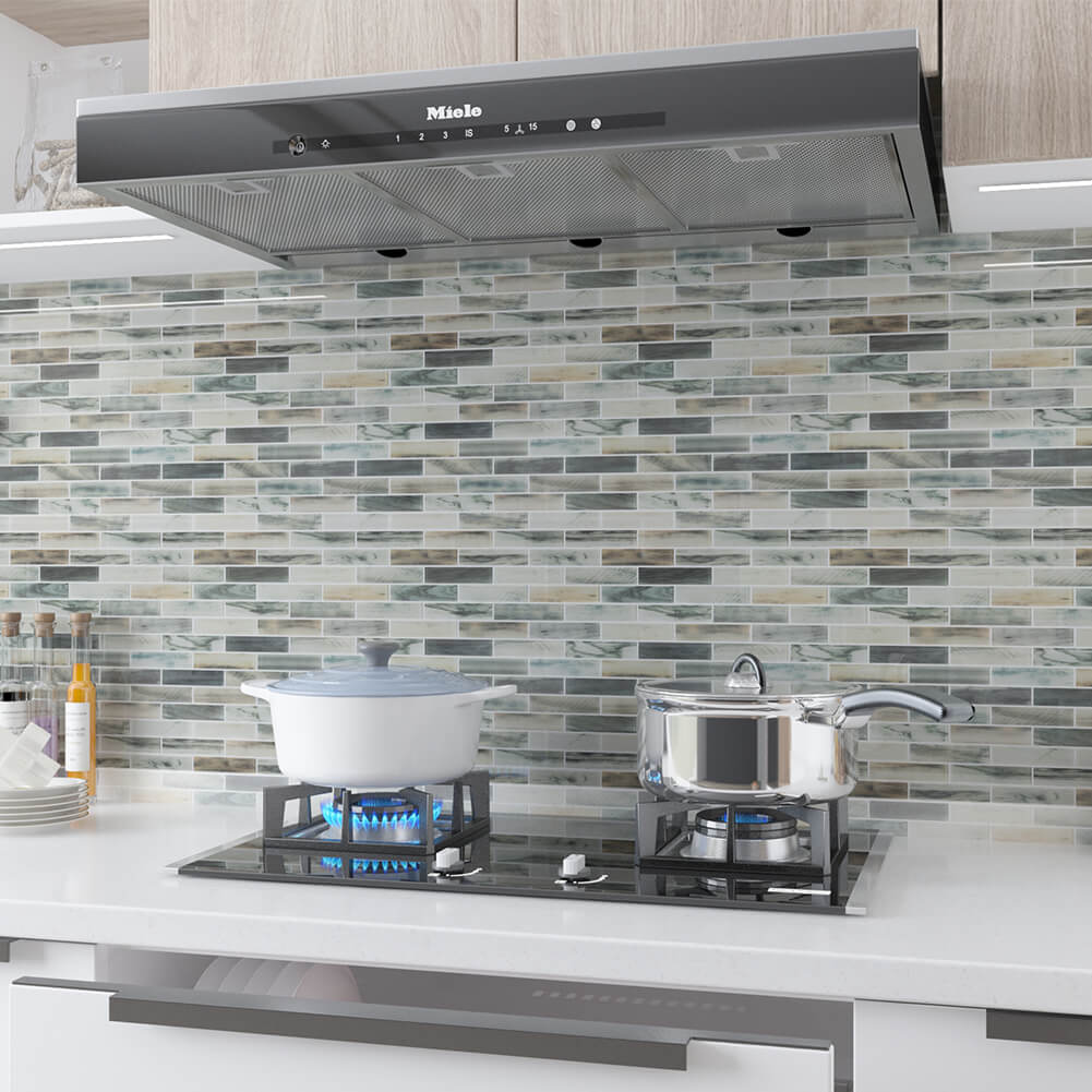 Colorful Natural Ink Style 12 x 12 Inch Glass Subway Tile  (5 Pcs/Box, 5 sq.ft.)